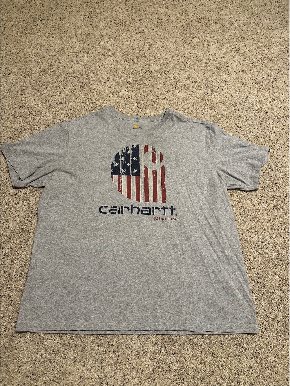 Carhartt Relaxed Fit 2XL Gray T-Shirt with American Flag Logo